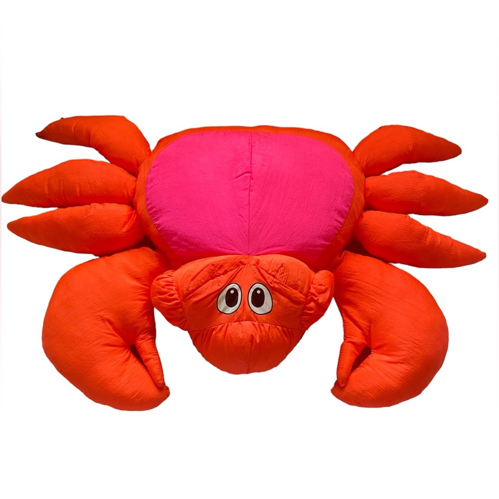 Cloud9 vintage plush pillow decor X Large jumbo pink orange Puffalump style Crab